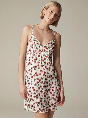 J.Crew Soft shine slip dress in blurry cherry print S NWT